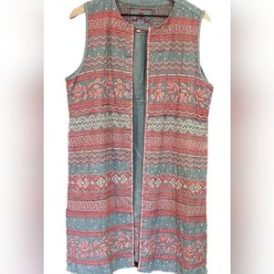 Johnny Was Linen Dahlia slim embroidered jacket/vest, Size M